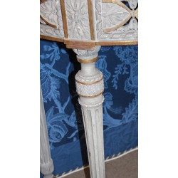 Half-moon console table by JEANJAQUET, with a marble top