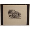 Gravure "Epervier et bergeronnette" signée HAINARD