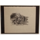 Gravure "Epervier et bergeronnette" signée HAINARD