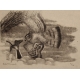 Gravure "Epervier et bergeronnette" signée HAINARD