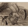 Gravure "Epervier et bergeronnette" signée HAINARD