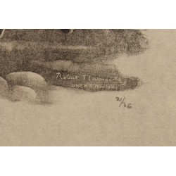 Gravure "Epervier et bergeronnette" signée HAINARD