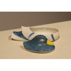 Boîte \"Canard mandarin\" signé SANDOZ Bleu
