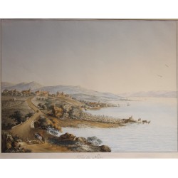 Engraving ‘View of Nion (Nyon)’ by HACKERT.  at Moinat SA  – Antiques and decorative items –  Engravings, lithographs