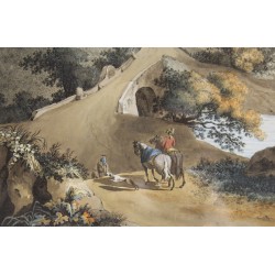 Engraving ‘View of Nion (Nyon)’ by HACKERT.  at Moinat SA  – Antiques and decorative items –  Engravings, lithographs