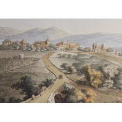 Engraving ‘View of Nion (Nyon)’ by HACKERT.  at Moinat SA  – Antiques and decorative items –  Engravings, lithographs