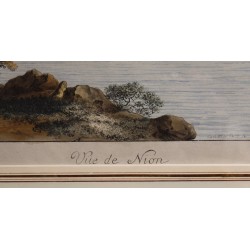 Engraving ‘View of Nion (Nyon)’ by HACKERT.  at Moinat SA  – Antiques and decorative items –  Engravings, lithographs