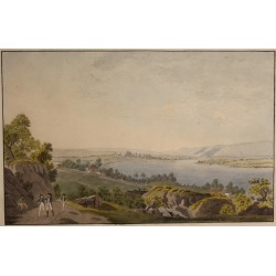 Gravure aquarellée "Genève" par WEIBEL