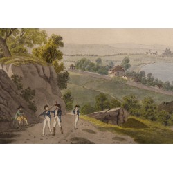 Gravure aquarellée "Genève" par WEIBEL