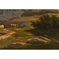 Tableau \"Le Grand Salève\" signé Albert GOS 1879