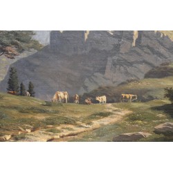 Tableau \"Le Grand Salève\" signé Albert GOS 1879