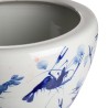 Blue and white plant pot with a crayfish design