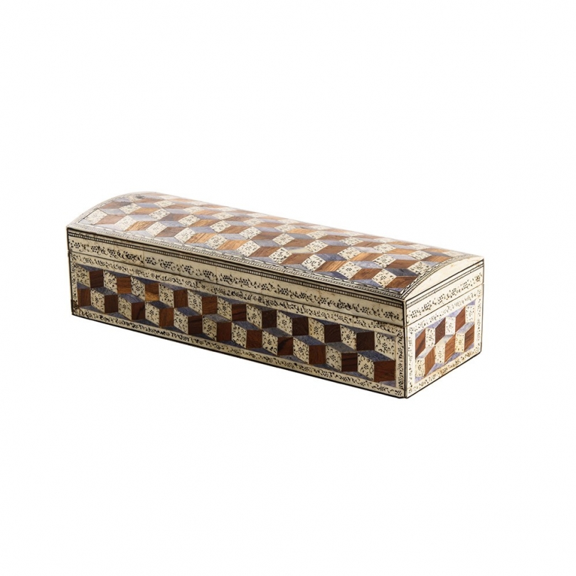 Plumier San Marco en marqueterie d'os sur bois