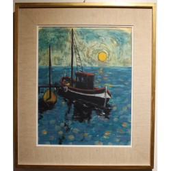 Tableau \"Bateau\" signé Gil FROIDEVAUX