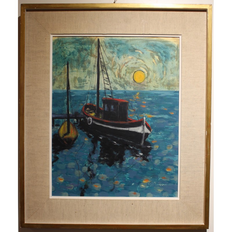 Tableau \"Bateau\" signé Gil FROIDEVAUX