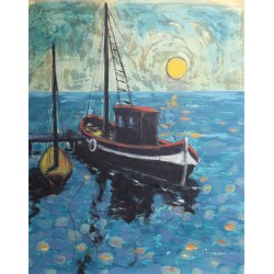Tableau \"Bateau\" signé Gil FROIDEVAUX