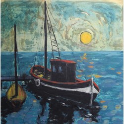 Tableau \"Bateau\" signé Gil FROIDEVAUX