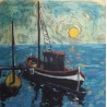 Tableau \"Bateau\" signé Gil FROIDEVAUX