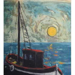 Tableau \"Bateau\" signé Gil FROIDEVAUX