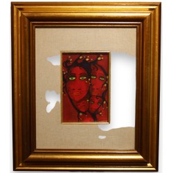 Tableau \"Visages rouges\" signé Jérôme BROMFAY