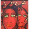 Tableau \"Visages rouges\" signé Jérôme BROMFAY