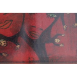 Tableau \"Visages rouges\" signé Jérôme BROMFAY
