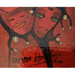 Tableau \"Visages rouges\" signé Jérôme BROMFAY