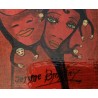 Tableau \"Visages rouges\" signé Jérôme BROMFAY