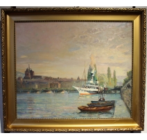 Tableau "Le départ du Genève" signé Louis BAUDIT