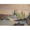 Tableau \"Le départ du Genève\" signé Louis BAUDIT