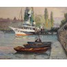 Tableau \"Le départ du Genève\" signé Louis BAUDIT