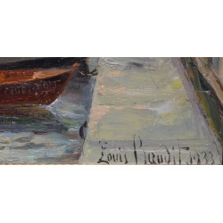 Tableau \"Le départ du Genève\" signé Louis BAUDIT