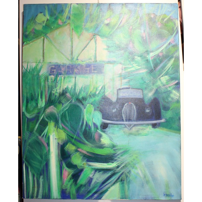 Tableau \"Bugatti\" signé J.P. DERRIEN 86