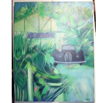 Tableau "Bugatti" signé J.P. DERRIEN 86
