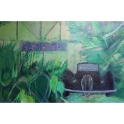 Tableau \"Bugatti\" signé J.P. DERRIEN 86