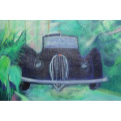 Tableau \"Bugatti\" signé J.P. DERRIEN 86