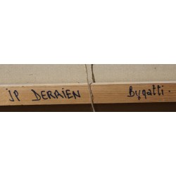 Tableau \"Bugatti\" signé J.P. DERRIEN 86
