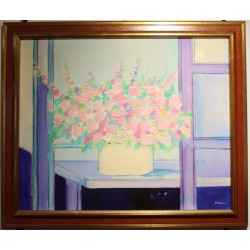 Tableau \"Bouquet de fleurs\" signé J.P. DERRIEN