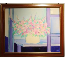 Tableau "Bouquet de fleurs" signé J.P. DERRIEN