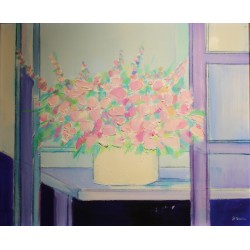 Tableau \"Bouquet de fleurs\" signé J.P. DERRIEN