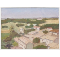 Pastel "Village de Grignan" signé CHINET