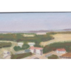 Pastel "Village de Grignan" signé CHINET