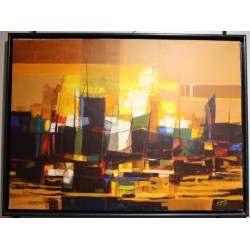 Tableau \"Marine au clair de lune\" signé C ETZRER