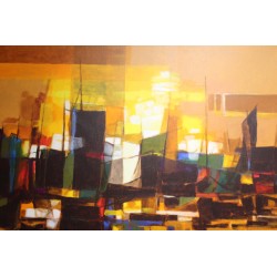 Tableau \"Marine au clair de lune\" signé C ETZRER