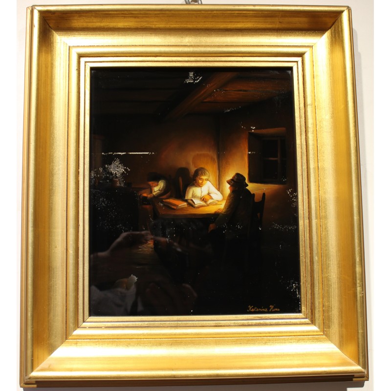 Peinture sous verre \"Pénombre\" signé Katarina HENC