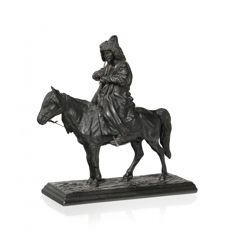 Sculpture Kirghize à cheval signée A. OBER 1872