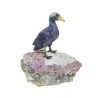 Canard en sodalite sur son socle en feldspath rose