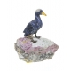 Canard en sodalite sur son socle en feldspath rose