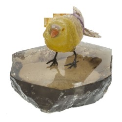 Colibri en fluorite jaune et bec en eosite