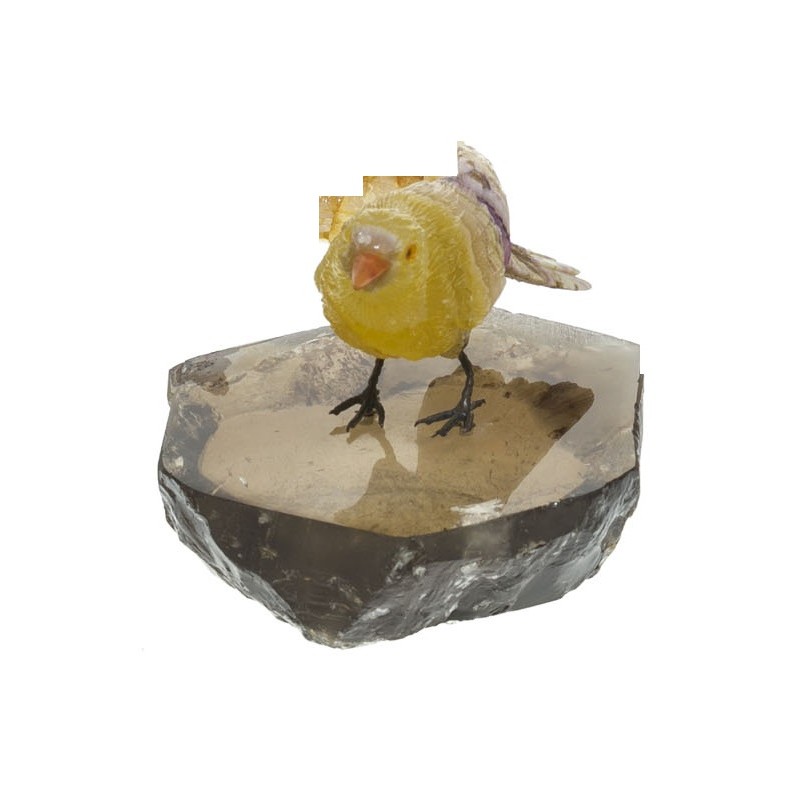 Colibri en fluorite jaune et bec en eosite